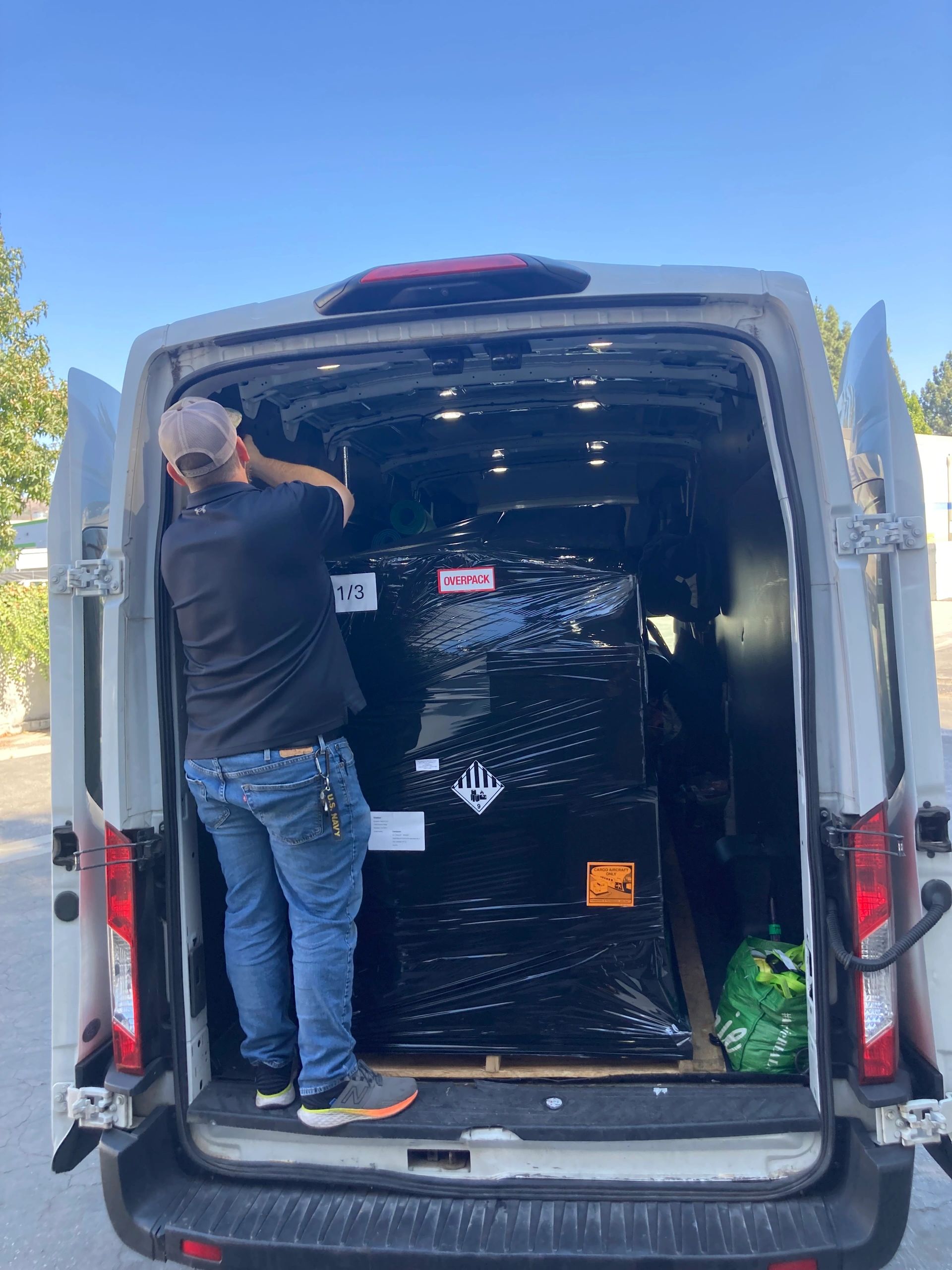 A real NRS Logistics cargo-van operation loading secured freight
